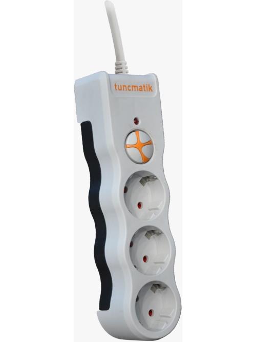 TUNÇMATİK 3LÜ TSK19009 1.5 Metre Kablolu Akım Korumalı Priz Anahtarlı Beyaz TSK19009 3 LÜ